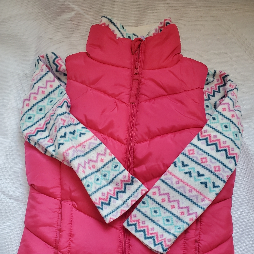 Fleece pull over and puffer vest set girls size 7